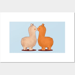 Cute Alpaca couple for Valentines Day Posters and Art